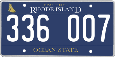 RI license plate 336007