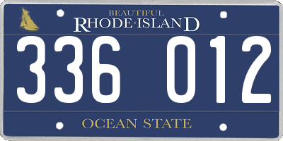 RI license plate 336012