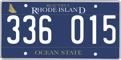RI license plate 336015
