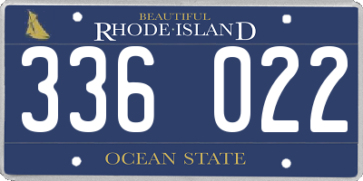 RI license plate 336022