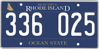 RI license plate 336025