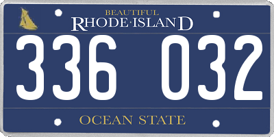 RI license plate 336032