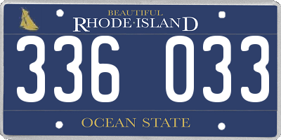 RI license plate 336033