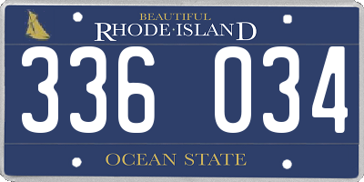 RI license plate 336034