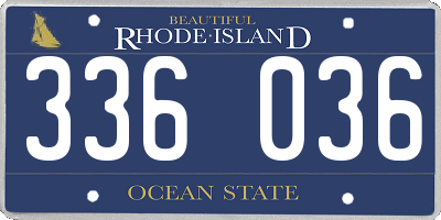 RI license plate 336036