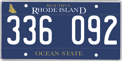 RI license plate 336092