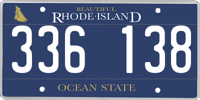 RI license plate 336138