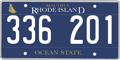 RI license plate 336201