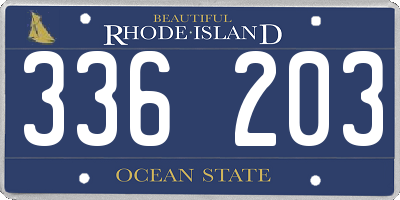RI license plate 336203