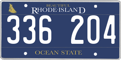 RI license plate 336204