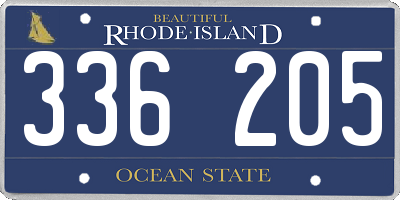 RI license plate 336205