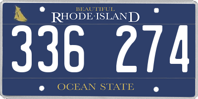 RI license plate 336274