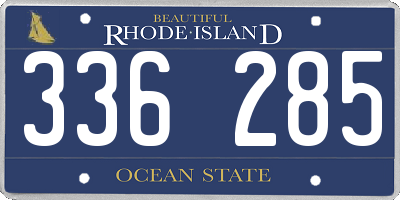 RI license plate 336285