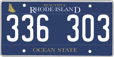 RI license plate 336303