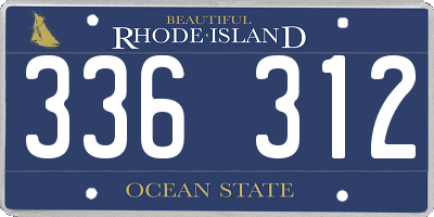 RI license plate 336312