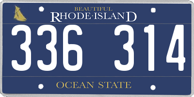 RI license plate 336314