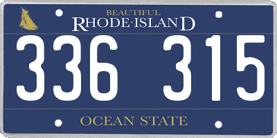 RI license plate 336315