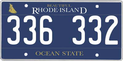 RI license plate 336332