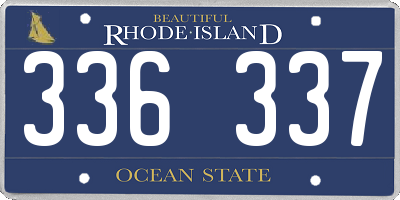 RI license plate 336337