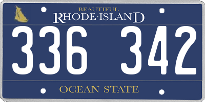 RI license plate 336342