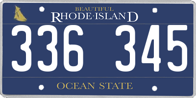 RI license plate 336345