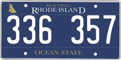 RI license plate 336357