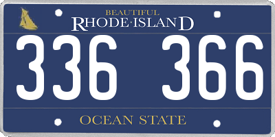 RI license plate 336366