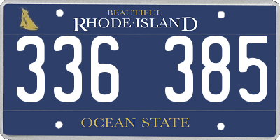 RI license plate 336385