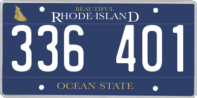 RI license plate 336401