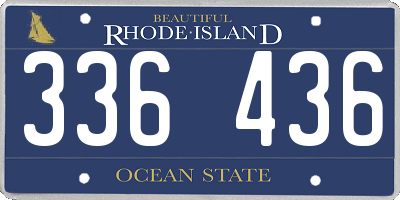RI license plate 336436