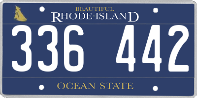 RI license plate 336442