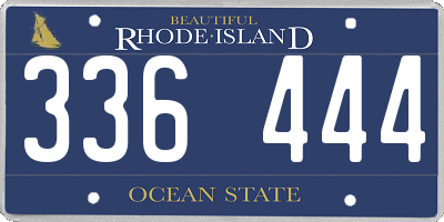 RI license plate 336444