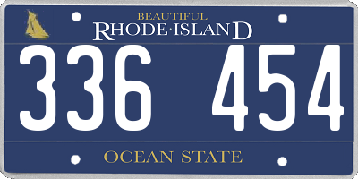 RI license plate 336454