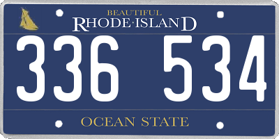 RI license plate 336534