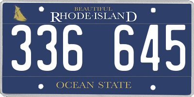 RI license plate 336645