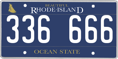 RI license plate 336666