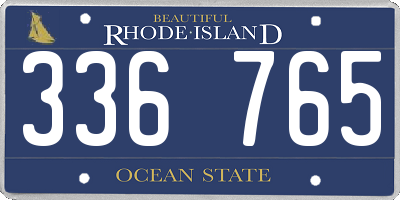 RI license plate 336765
