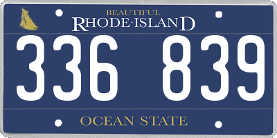 RI license plate 336839