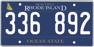 RI license plate 336892
