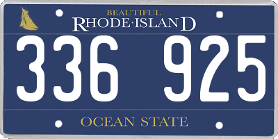 RI license plate 336925