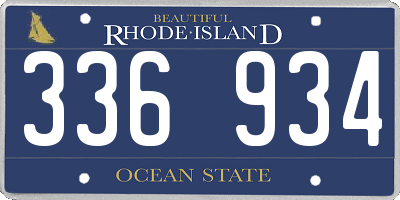 RI license plate 336934