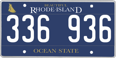 RI license plate 336936