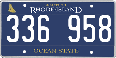 RI license plate 336958