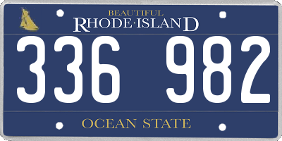 RI license plate 336982