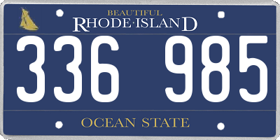RI license plate 336985