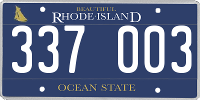 RI license plate 337003