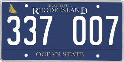 RI license plate 337007