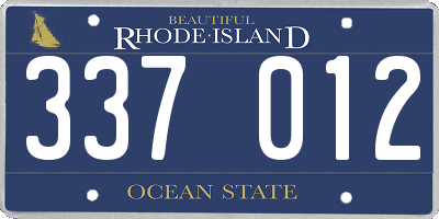 RI license plate 337012