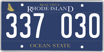 RI license plate 337030