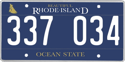 RI license plate 337034